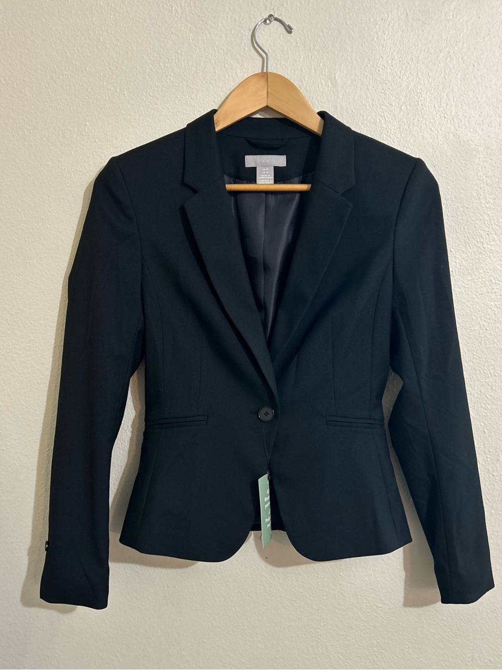 H&M Classic Black Women's Blazer Tailored Single-Button Jacket Size XS